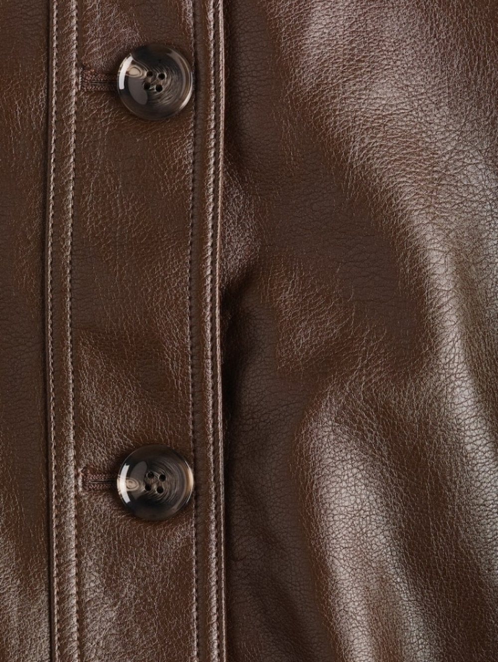 H&M Brown Faux Leather Button-Front Women's Jacket - Picture 7 of 14